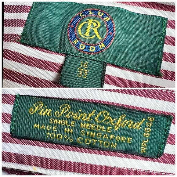 Club Room Pin Point Oxford Striped Long Sleeve Button Down Shirt L - Picture 2 of 9
